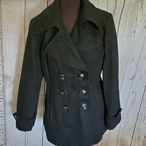 Jason Kole wool blend pea coat black size Medium